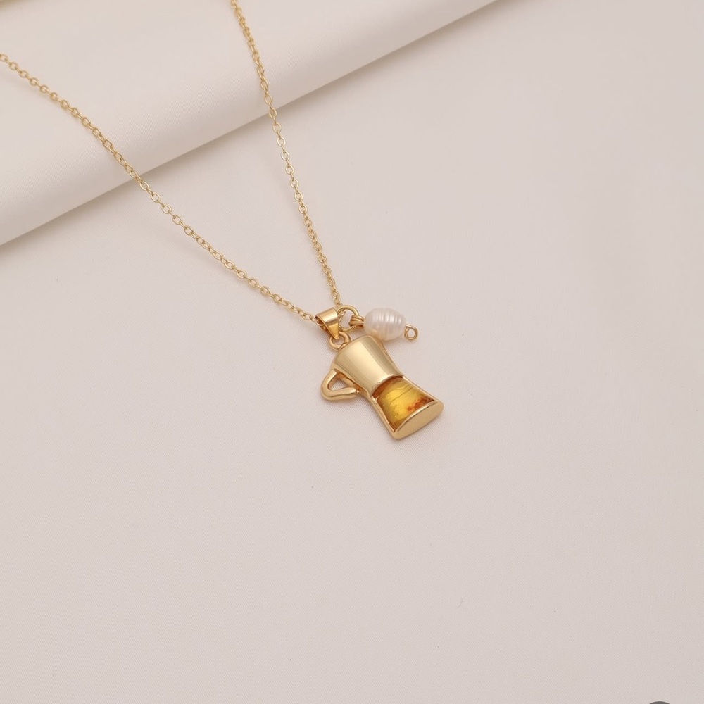 Gold Coffee Pot Pendant Necklace